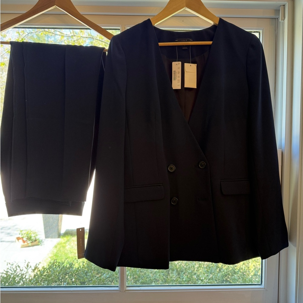 J. Crew Black Double-Breasted Blazer & Pants Suit Set